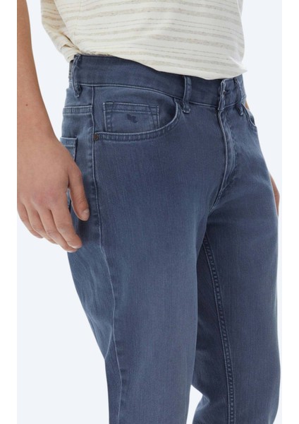 Lacivert Slim Fit Denim Pamuk Karışımlı Pantolon