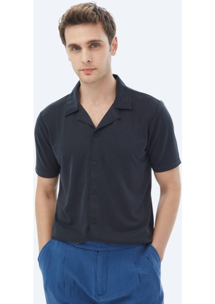 Lacivert Regular Fit Casual Gömlek