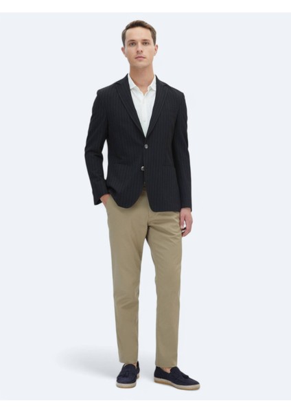Siyah Çizgili Modern Fit Ceket