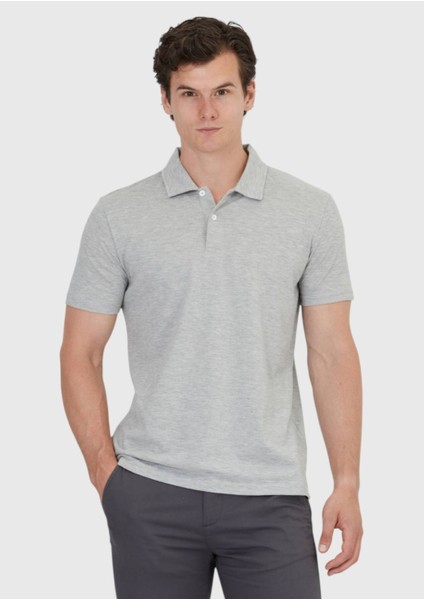 Açık Gri Düz Polo Yaka %100 Pamuk T-Shirt fiyatları