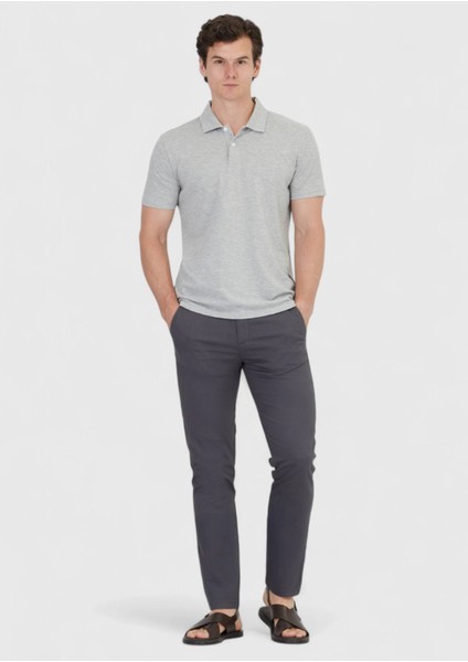 Açık Gri Düz Polo Yaka %100 Pamuk T-Shirt modelleri