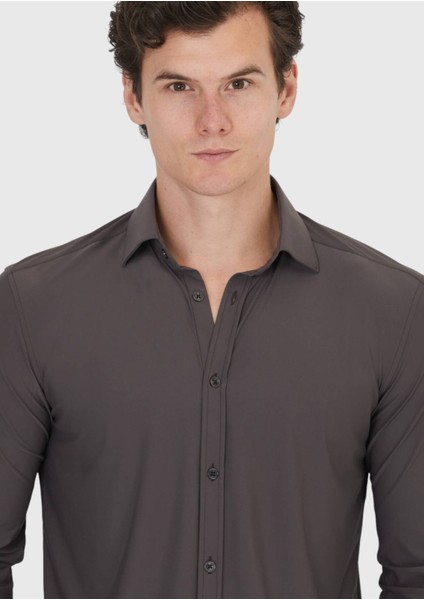 Bordo Düz Regular Fit Dokuma Klasik Gömlek