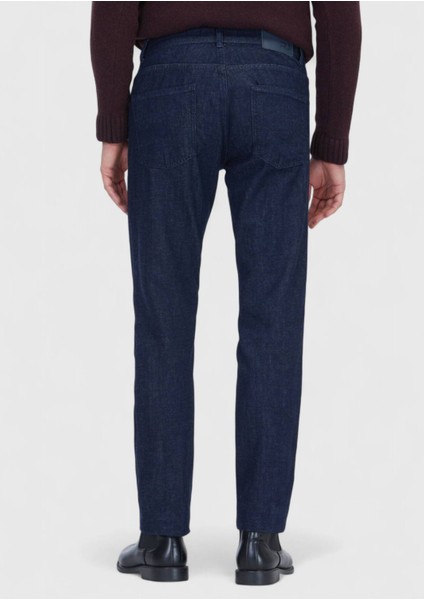 Lacivert Düz Slim Fit Denim Pamuk Karışımlı Pantolon indirimleri
