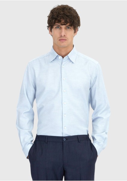 Mavi Desenli Casual Fit Dokuma Casual %100 Pamuk Gömlek