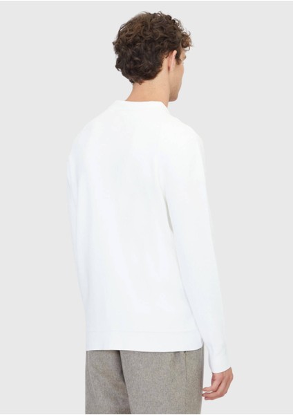 Ekru Polo Yaka Düz Örgü Triko Kazak