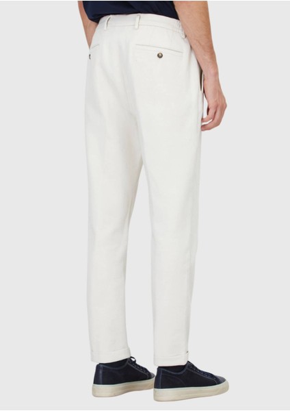 Bej Düz Dokuma Jogging Fit Casual Pamuk Karışımlı Pantolon