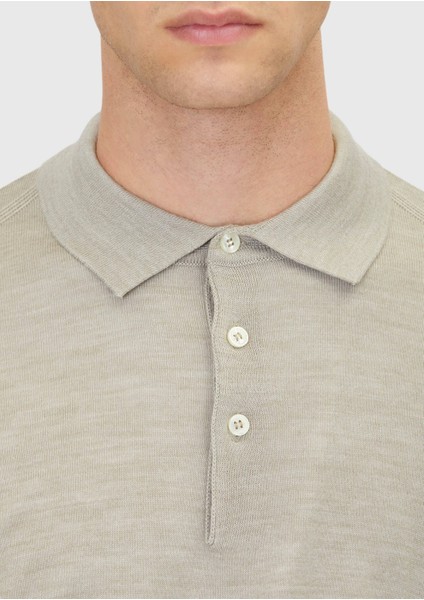 Taş Polo Yaka Düz Örgü Yün Karışımlı Triko Kazak