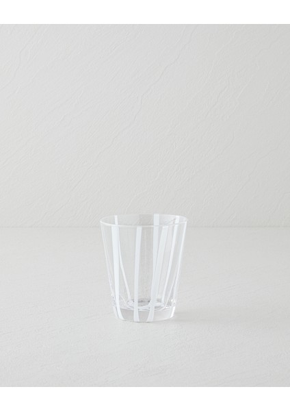 Stripe Cam El Yapımı Bardak 240 ml Beyaz