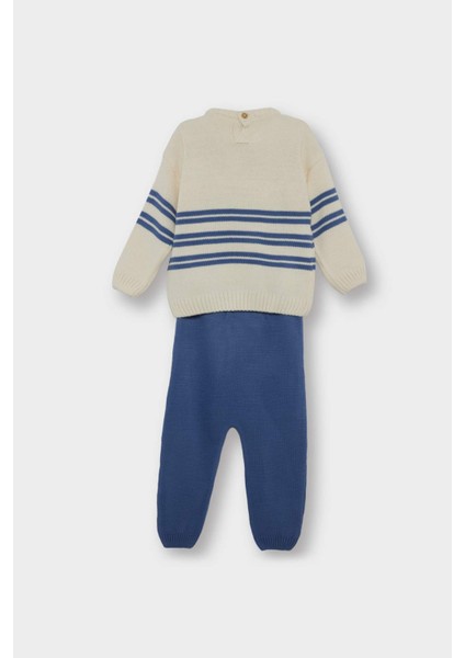Erkek Bebek 2'li Takım Triko Çizgili Kazak Alt F2601A525AU fırsatları