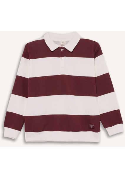 Erkek Çocuk Polo Yaka Renk Bloklu Uzun Kollu Tişört F5751A825AU