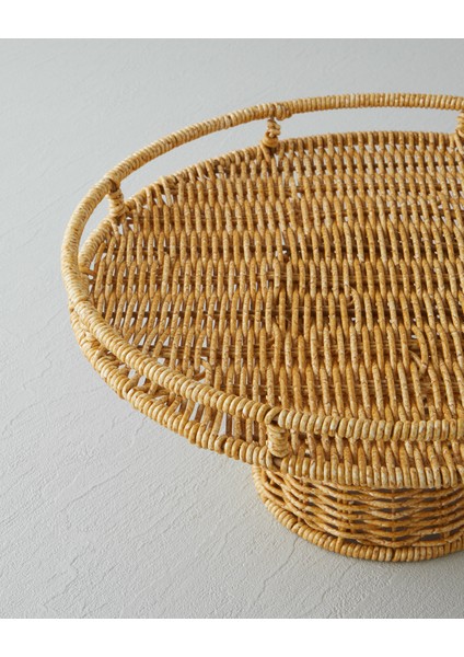 Wicker Plastik Rattan Kek Standı 30 cm Açık Kahverengi modelleri