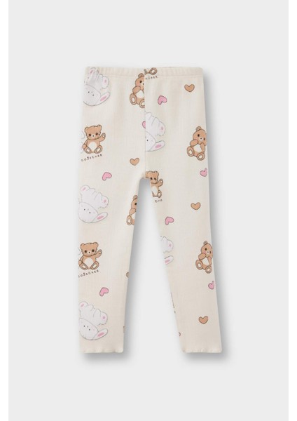 Kız Bebek Pijama Takımı Ayı Baskılı Uzun Kollu Fitilli Kaşkorse Üst Uzun Alt F7537A525AU fiyatları