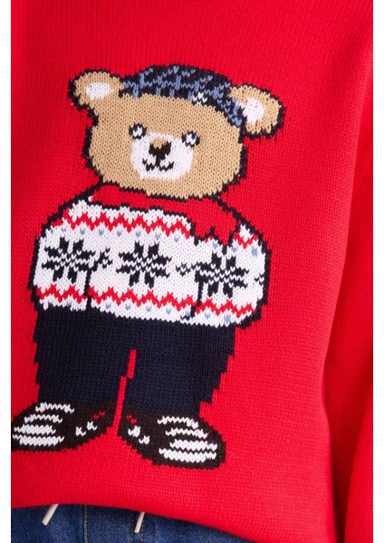 Erkek Çocuk Yılbaşı Temalı Bisiklet Yaka Triko Kazak F9237A825CW fırsatları