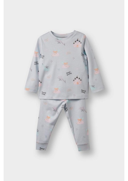 Kız Bebek Pijama Takımı Desenli Uzun Kollu Üst Uzun Alt F0631A525AU