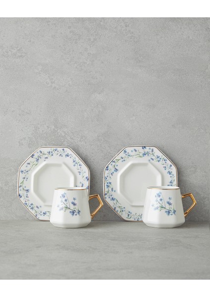 Lavendpetal New Bone China 12 Parça 6 Kişilik Kahve Fincan Takımı 80 ml Mavi fiyatları