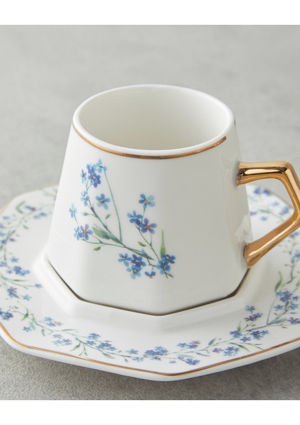 Lavendpetal New Bone China 12 Parça 6 Kişilik Kahve Fincan Takımı 80 ml Mavi fırsatları
