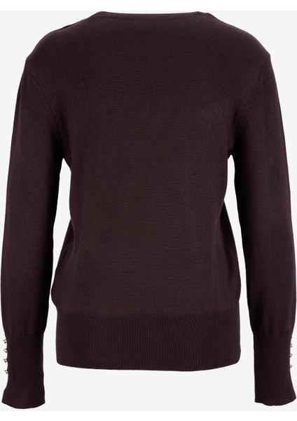 Bisiklet Yaka Basic Düz Koyu Kahve Kazak Kadın Pagosa modelleri