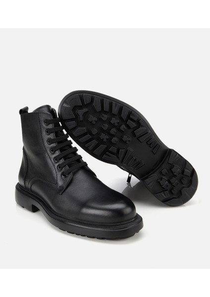 02BOH311940A100 ERKEK Deri Siyah Fermuarlı Kalın Tabanlı Casual Bot