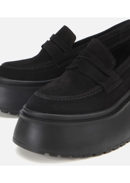 01AYH315720A100 KADIN Süet Deri Siyah Dolgu Topuklu Günlük Loafer modelleri