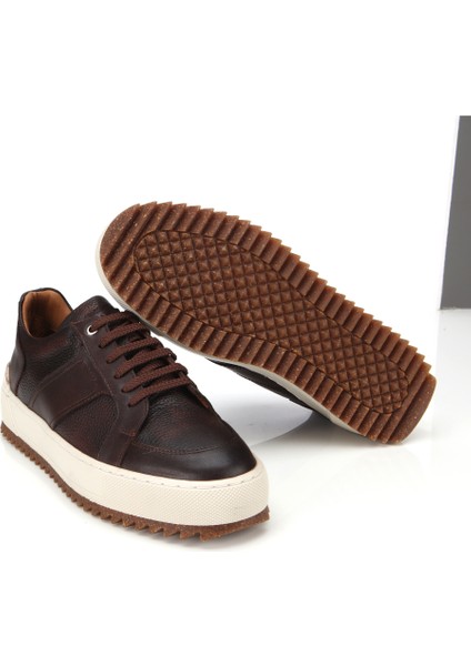 02AYH312150A480 ERKEK Deri Kahverengi Yumuşak Dokulu Kalın Tabanlı Spor Ayakkabı