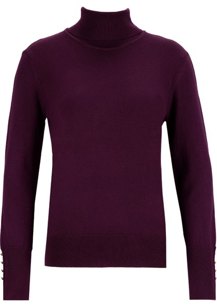 Balıkçı Yaka Basic Düz Bordo Kazak Kadın Rezza fiyatları