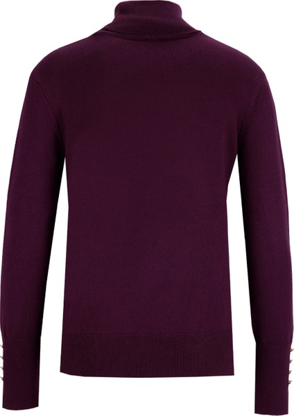 Balıkçı Yaka Basic Düz Bordo Kazak Kadın Rezza modelleri