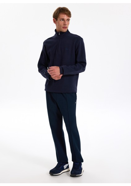 Dik Yaka Düz Lacivert Erkek Sweatshırt J5WM-SWT7222 fiyatları