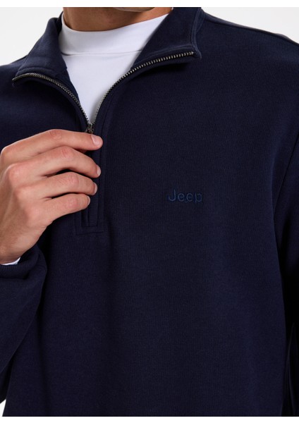 Dik Yaka Düz Lacivert Erkek Sweatshırt J5WM-SWT7222 indirimleri