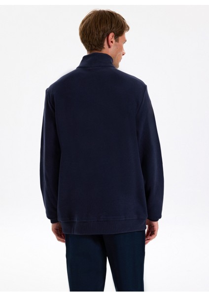Dik Yaka Düz Lacivert Erkek Sweatshırt J5WM-SWT7222