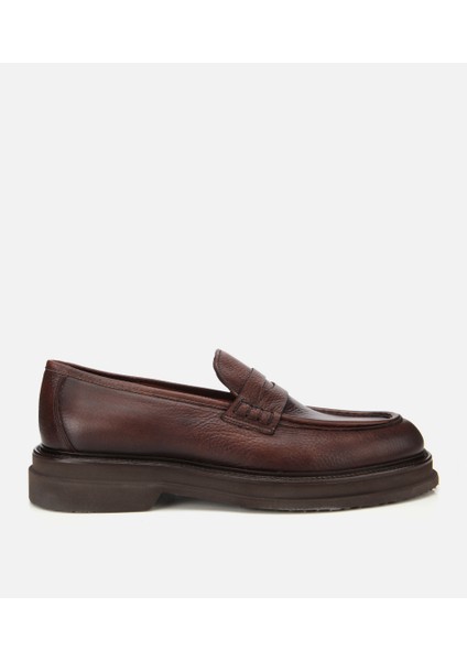 02AYH312160A480 ERKEK Deri Kahverengi Yumuşak Dokulu Kalın Tabanlı Klasik Loafer