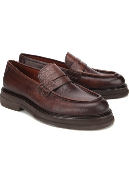 02AYH312160A480 ERKEK Deri Kahverengi Yumuşak Dokulu Kalın Tabanlı Klasik Loafer fiyatları