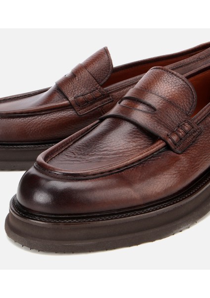 02AYH312160A480 ERKEK Deri Kahverengi Yumuşak Dokulu Kalın Tabanlı Klasik Loafer modelleri