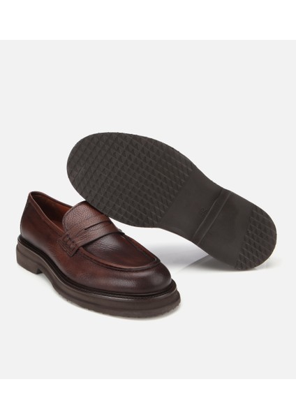 02AYH312160A480 ERKEK Deri Kahverengi Yumuşak Dokulu Kalın Tabanlı Klasik Loafer