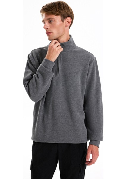 Dik Yaka Düz Antrasit Melanj Erkek Sweatshırt J5WM-SWT7222 modelleri