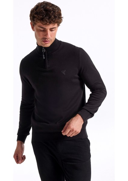 Bato Yaka Basic Düz Siyah Erkek Kazak F5WM-KZK 2555 modelleri