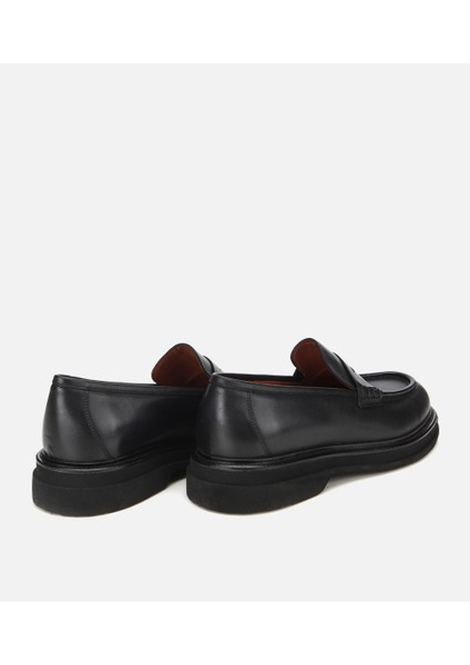 02AYH312160A100 ERKEK Deri Siyah Yumuşak Dokulu Kalın Tabanlı Klasik Loafer modelleri