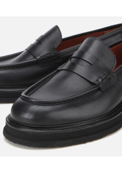 02AYH312160A100 ERKEK Deri Siyah Yumuşak Dokulu Kalın Tabanlı Klasik Loafer fırsatları