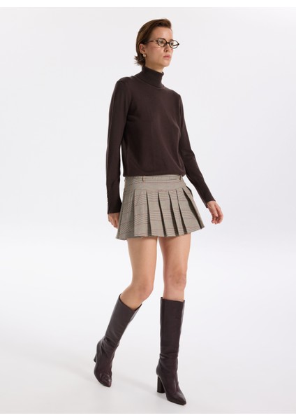 Balıkçı Yaka Basic Düz Koyu Kahve Kazak Kadın Rezza fırsatları