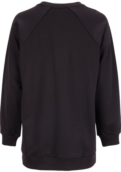 Bisiklet Yaka Düz Siyah Kadın Sweatshırt Falu-Y indirimleri