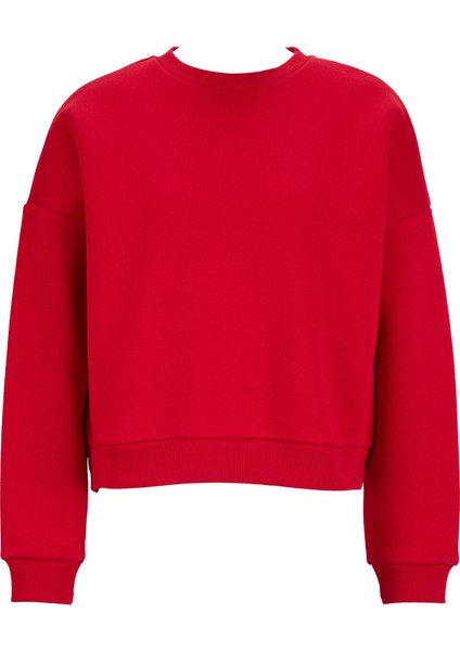 Bisiklet Yaka Düz Kırmızı Kadın Sweatshırt Ravello-Y modelleri