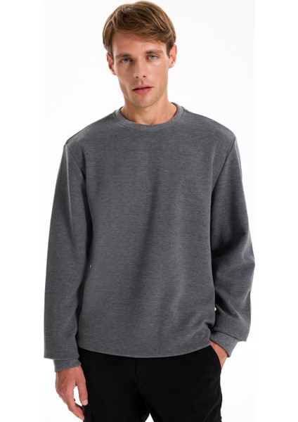 Bisiklet Yaka Düz Antrasit Erkek Sweatshırt J5WM-SWT7221