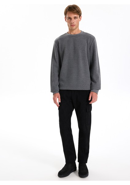 Bisiklet Yaka Düz Antrasit Erkek Sweatshırt J5WM-SWT7221 fiyatları
