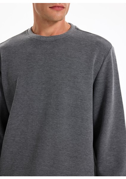 Bisiklet Yaka Düz Antrasit Erkek Sweatshırt J5WM-SWT7221 fırsatları