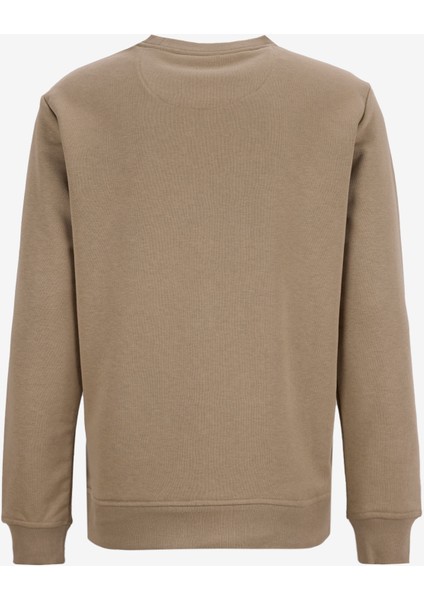Bisiklet Yaka Düz Haki Erkek Sweatshırt Joseyy modelleri