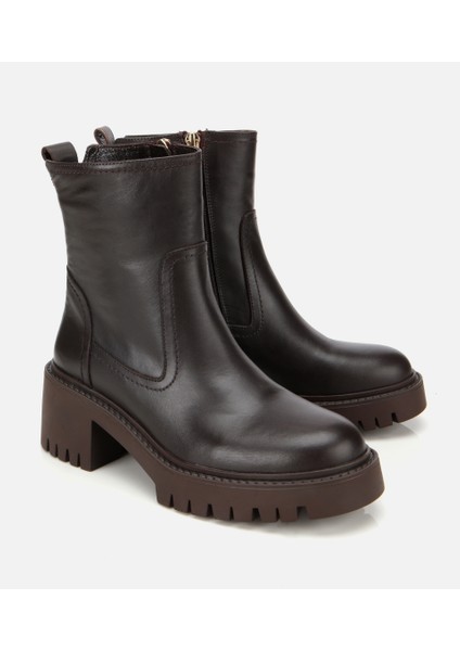 01BOH313210A480 KADIN Deri Kahverengi Streç Bilekte Düz Bot fiyatları