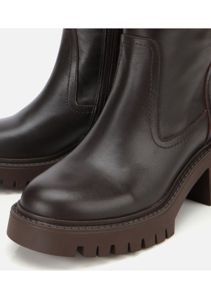 01BOH313210A480 KADIN Deri Kahverengi Streç Bilekte Düz Bot modelleri