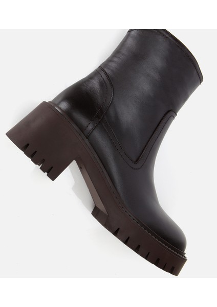 01BOH313210A480 KADIN Deri Kahverengi Streç Bilekte Düz Bot