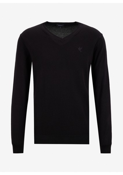 V Yaka Basic Düz Siyah Erkek Kazak F5WM-KZK 2557 fırsatları