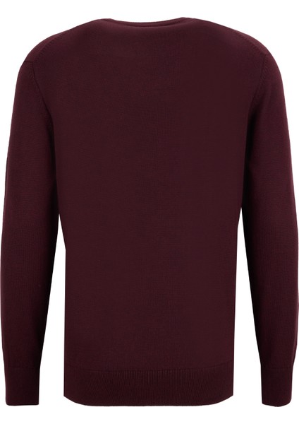 Bisiklet Yaka Basic Düz Bordo Melanj Erkek Kazak F5WM-KZK 2556 fiyatları