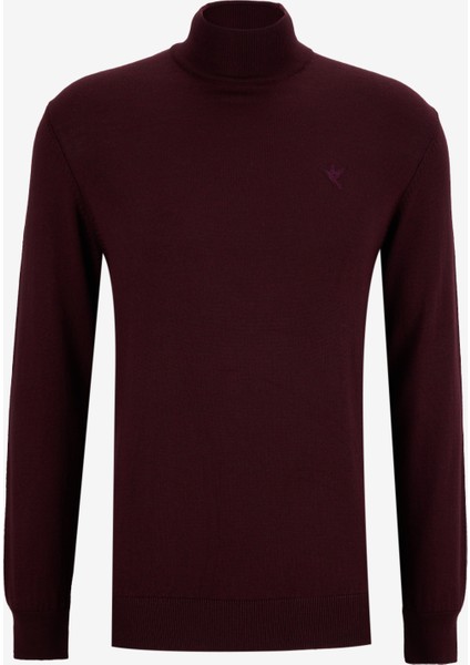 Yarım Balıkçı Yaka Basic Düz Bordo Melanj Erkek Kazak F5WM-KZK 2554 fiyatları